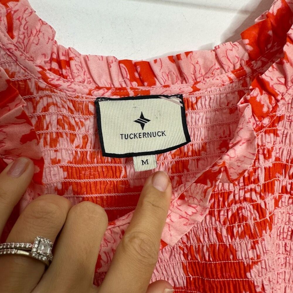 Tuckernuck Scarlet Toile Mallie Dress midi smocked cotton a line womens medium M - Picture 5 of 8